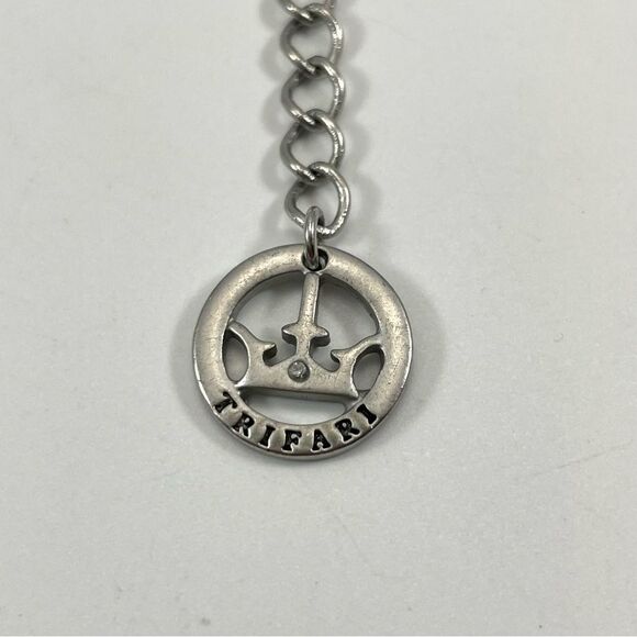 Vintage Trifari Crown Sapphire Crystal Necklace, Pave Crystal, Silver Tone - Picture 2 of 8